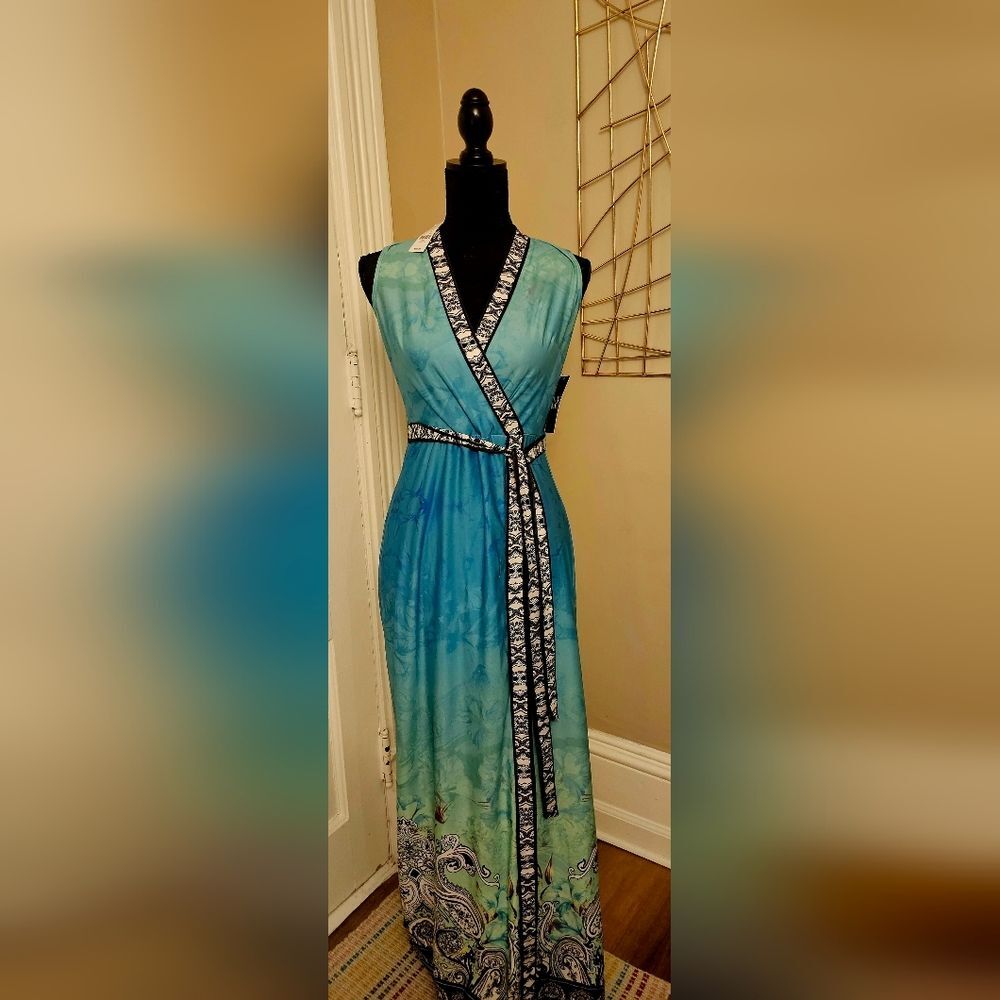 NY&Co Ocean Mirage Faux-Wrap Maxi Dress